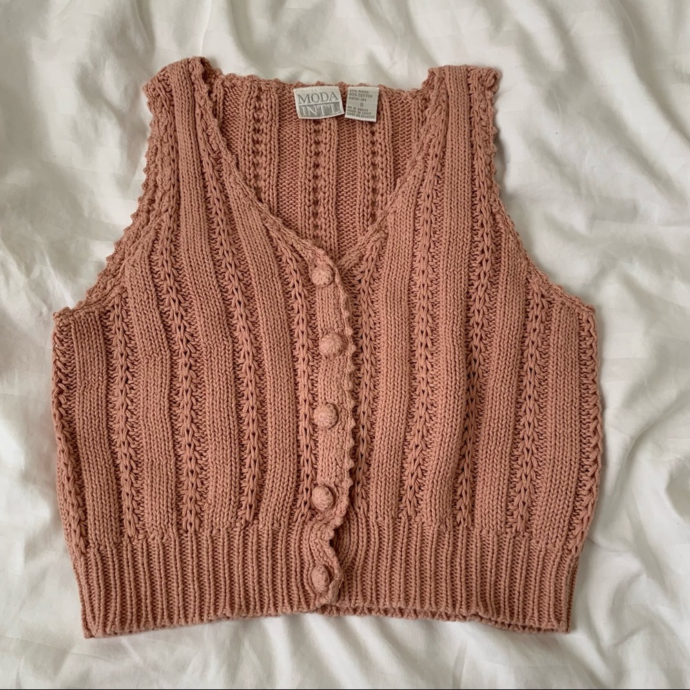 Stunning Blush Pink Knit Cardigan Tank Top S